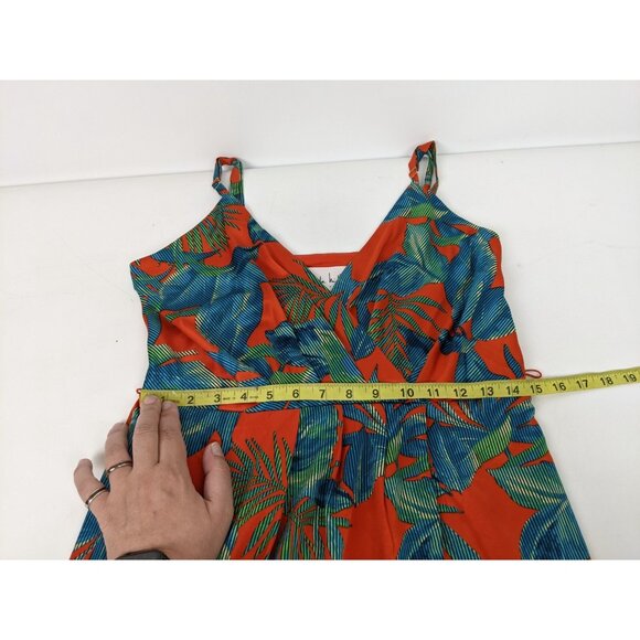 Nicole MIller V Neck Tropical Floral Tank Dress Womens Size 6 Summer - Picture 9 of 11
